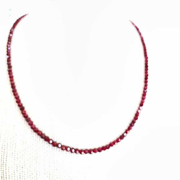 Natural Red Garnet necklace in gold filled - Picture 6 of 7